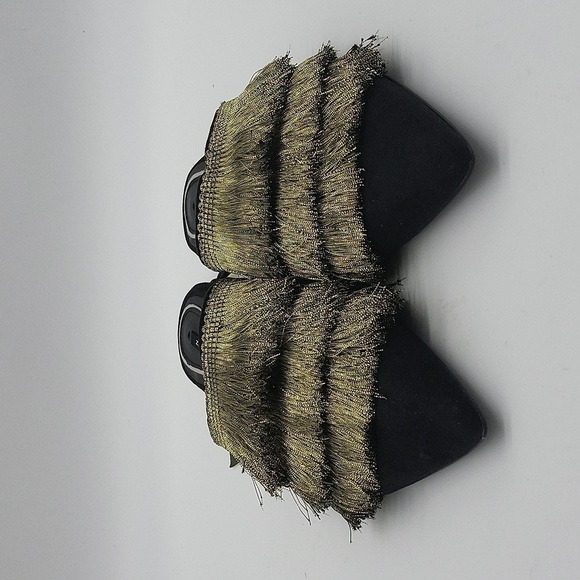 382- Zara Basic Collection Black Fringe Flat Mules Size 7.5 NWT - Picture 5 of 9